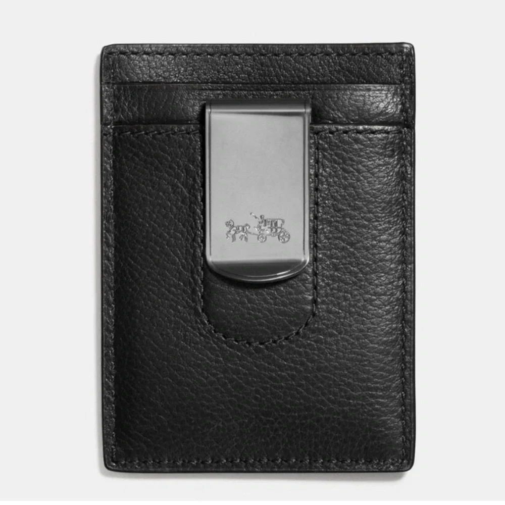 NWT Coach 3-in-1 Black Leather Wallet & Money Clip Set
